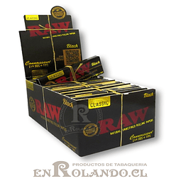 Papelillos Raw Black 1  1 /4 + Tips (Connoisseur) - Display