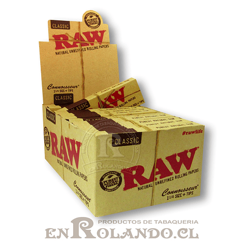 Papelillos Raw 1  1 /4 + Tips (Connoisseur) - Display