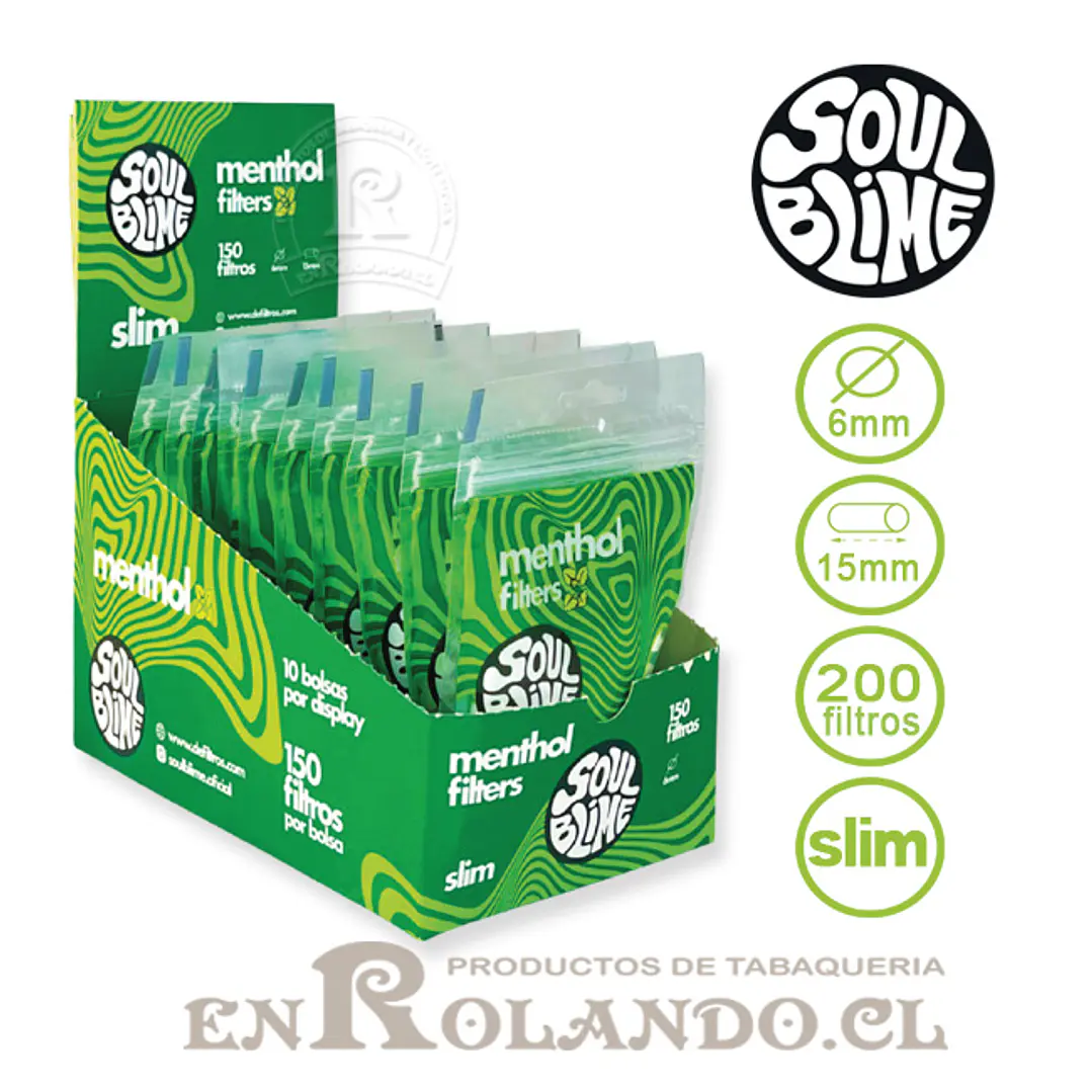 Filtros Soulblime Slim Menthol - Bolsa ($790 x Mayor) 2