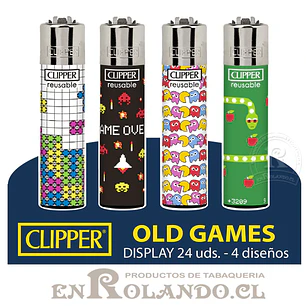 Encendedor Clipper Colección Old Games - 24 Uds. Display