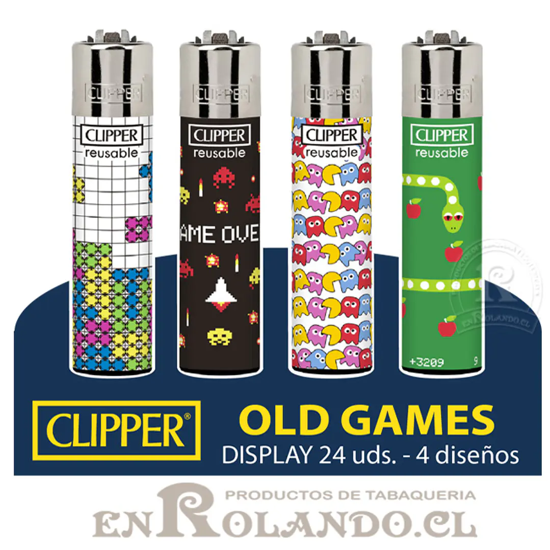 Encendedor Clipper Colección Old Games - 24 Uds. Display 1