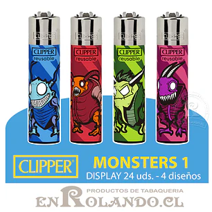 Encendedor Clipper Colección Monsters 1 - 24 Uds. Display