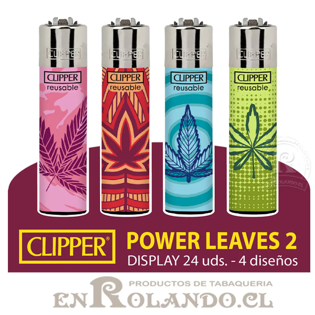 Encendedor Clipper Colección Power Leaves 2 - 24 Uds. Display 1