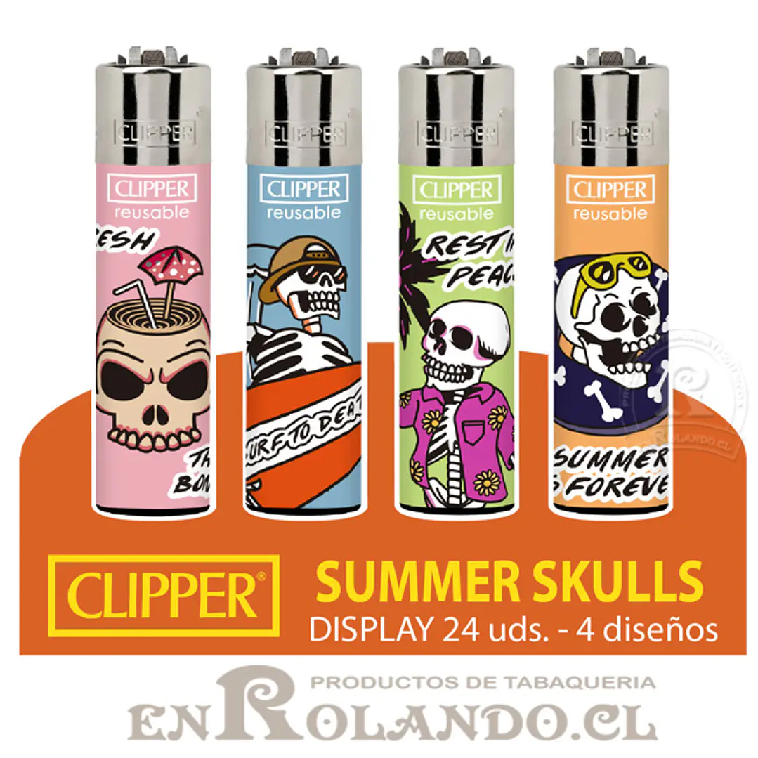 Encendedor Clipper Colección Summer Skulls - 24 Uds. Display 1