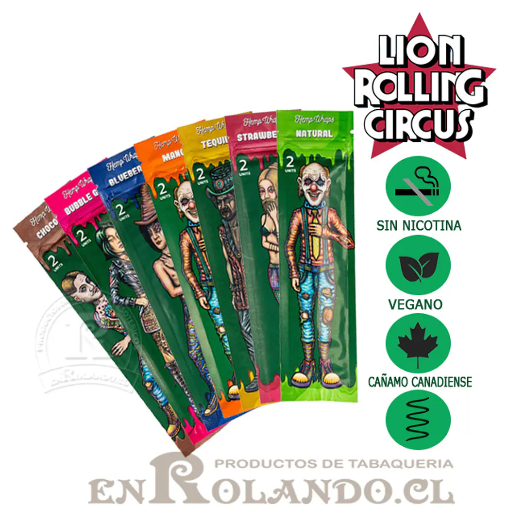 Lion Rolling Circus Hemp Wraps Mix Sabores - 25 Uds. ($920 x Mayor) 1