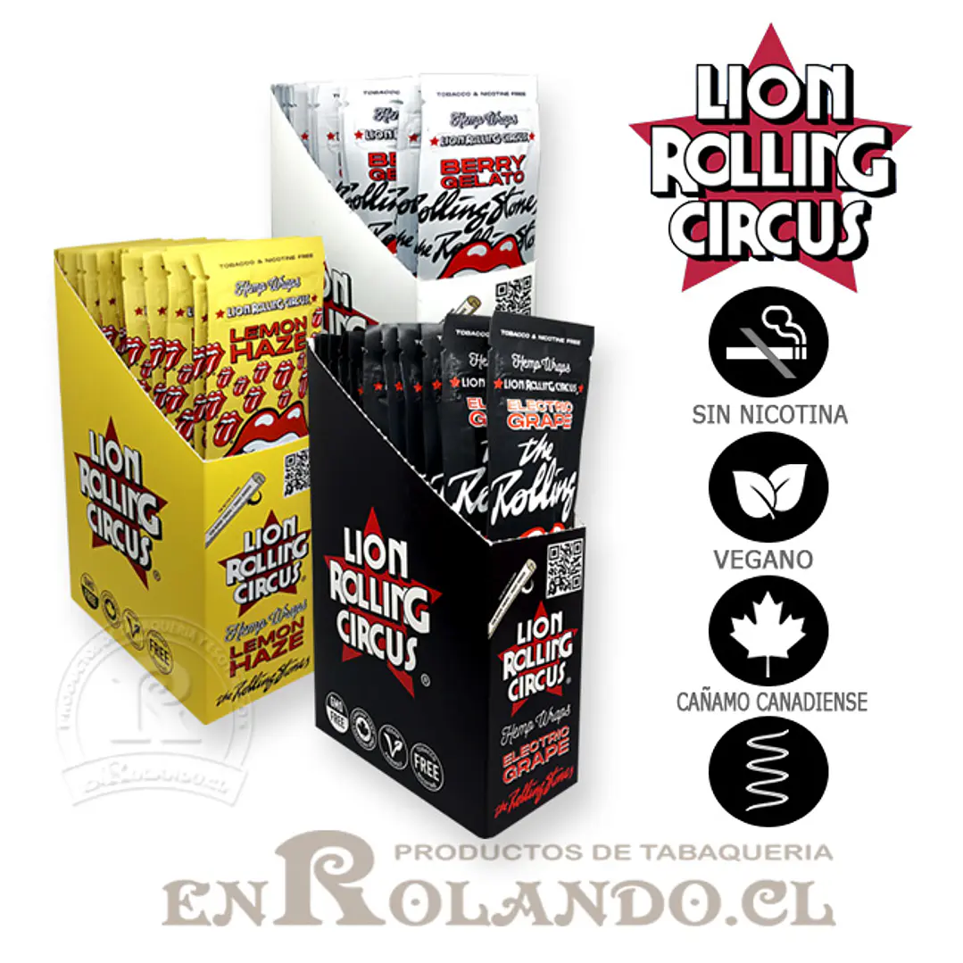 Lion Rolling Circus Hemp Wraps Stones Mix Sabores - 25 Uds. ($1.000 x Mayor) 2