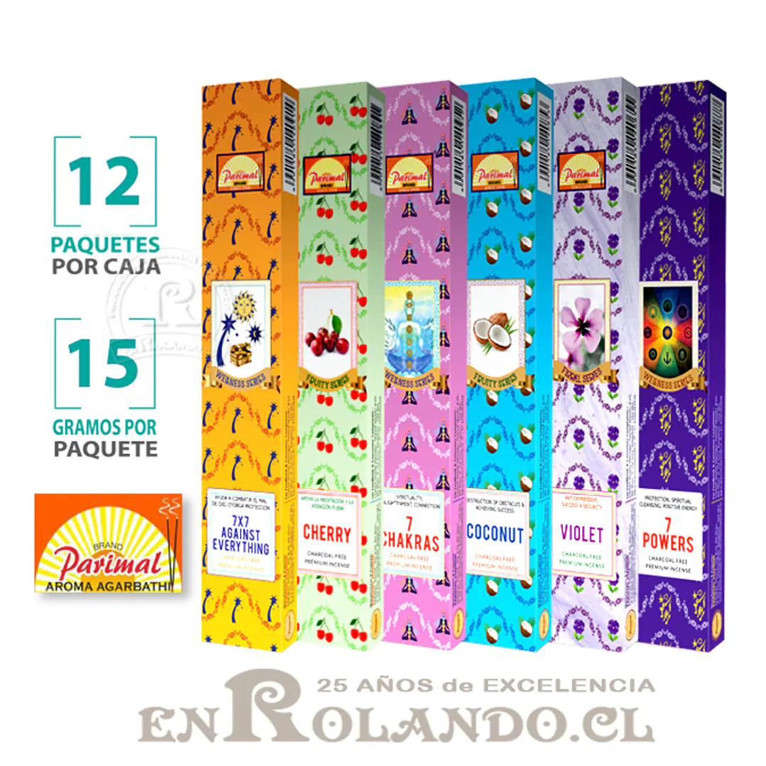 Pack de 12 Paquetes - Incienso Parimal Surtido - 120 Varas 1