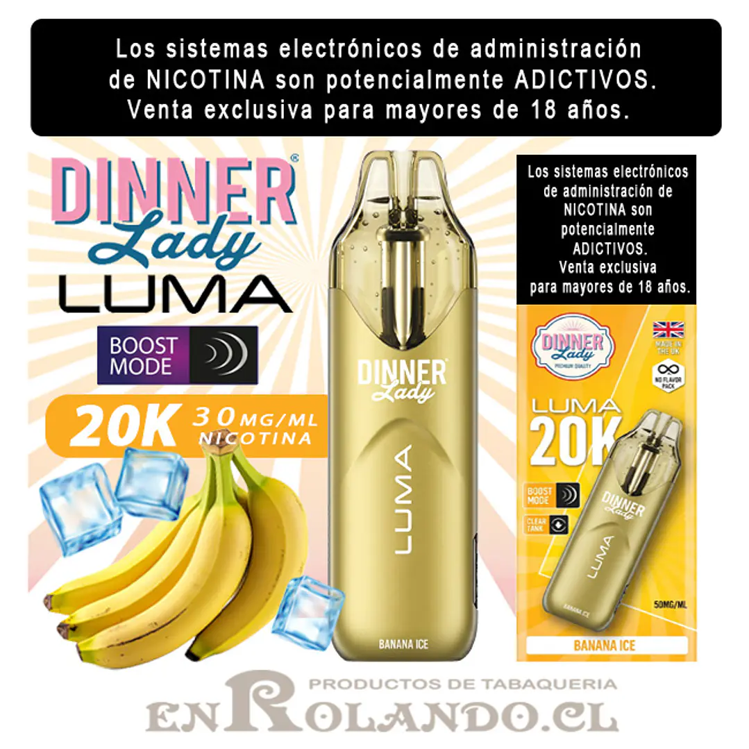 Vape Dinner Lady Luma 20K - Banana ICE ($9.990 x Mayor) 20.000 Puffs 1