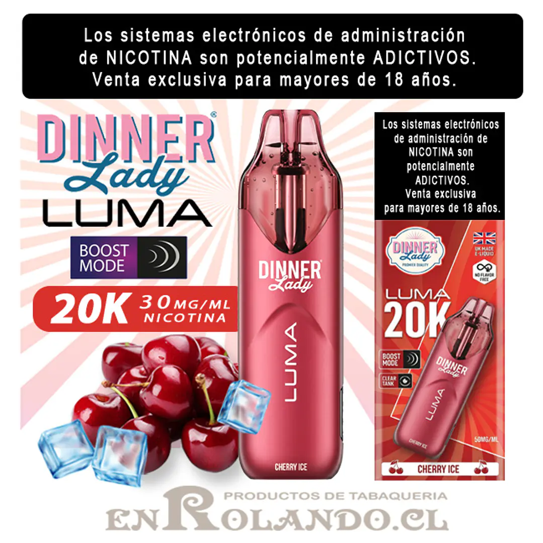 Vape Dinner Lady Luma 20K - Cherry ICE ($9.990 x Mayor) 20.000 Puffs 1