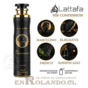 Lattafa Aromatizador His Confession 300 ml ($3.990 x Mayor)