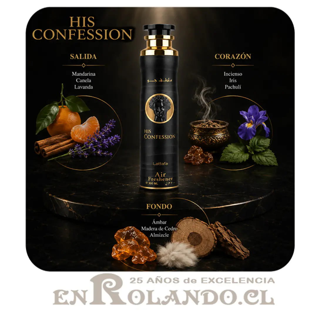 Lattafa Aromatizador His Confession 300 ml ($3.990 x Mayor) 3