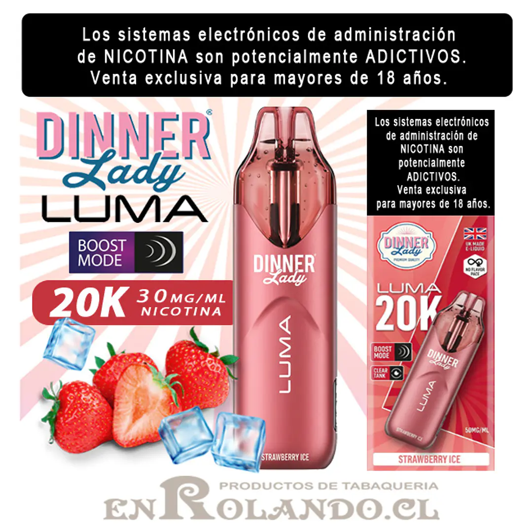 Vape Dinner Lady Luma 20K - Strawberry ICE ($9.990 x Mayor) 20.000 Puffs 1