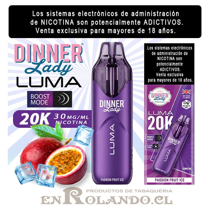 Vape Dinner Lady Luma 20K - Passion Fruit ICE ($9.990 x Mayor) 20.000 Puffs 1