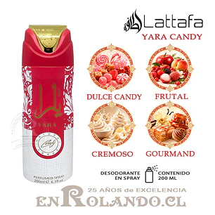 Lattafa Yara Candy Desodorante 200 ml ($3.490 x Mayor) 