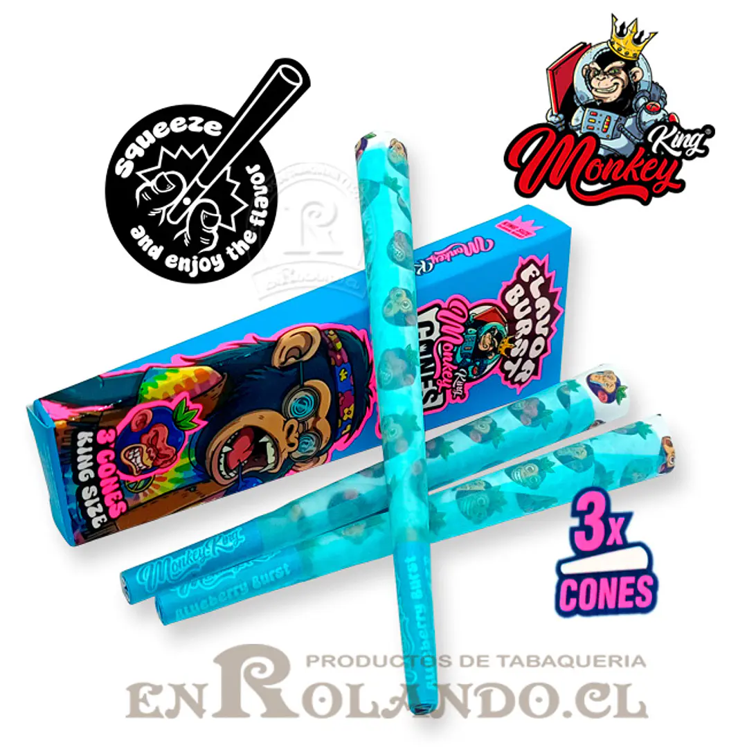 Set 3 Conos Preenrrolados Mokey king Arándanos - Display (24 uds.) 2