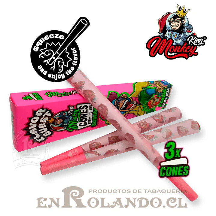 Set 3 Conos Preenrrolados Mokey king Frutilla - Display (24 uds.) 3
