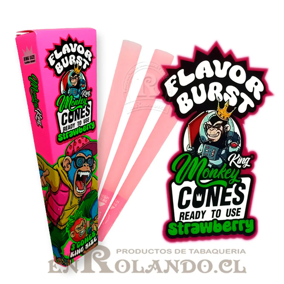 Set 3 Conos Preenrrolados Mokey king Frutilla - Display (24 uds.) 4