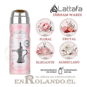 Lattafa Dirham Wardi Desodorante 200 ml ($3.490 x Mayor) 