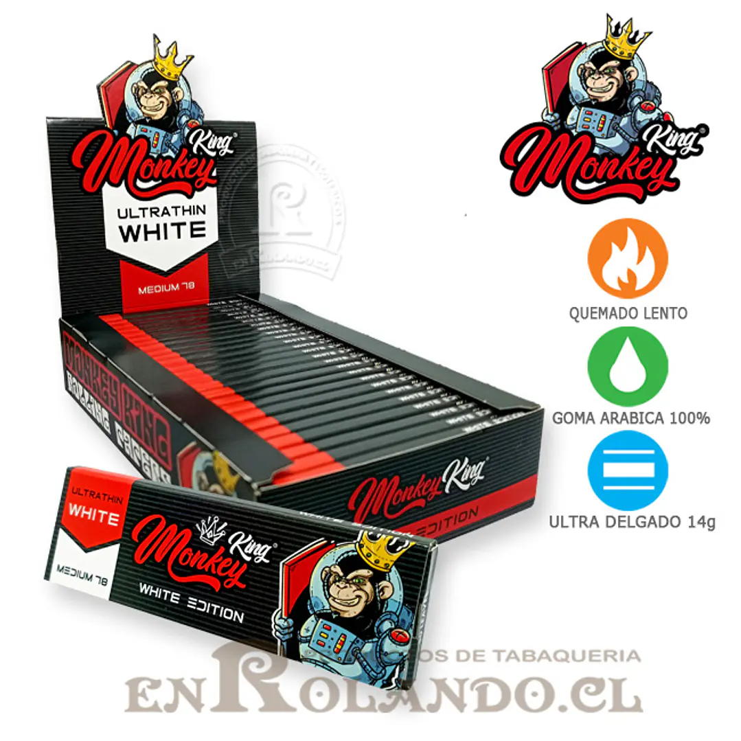 Papelillos Monkey King White 1 1/4 - Display 1