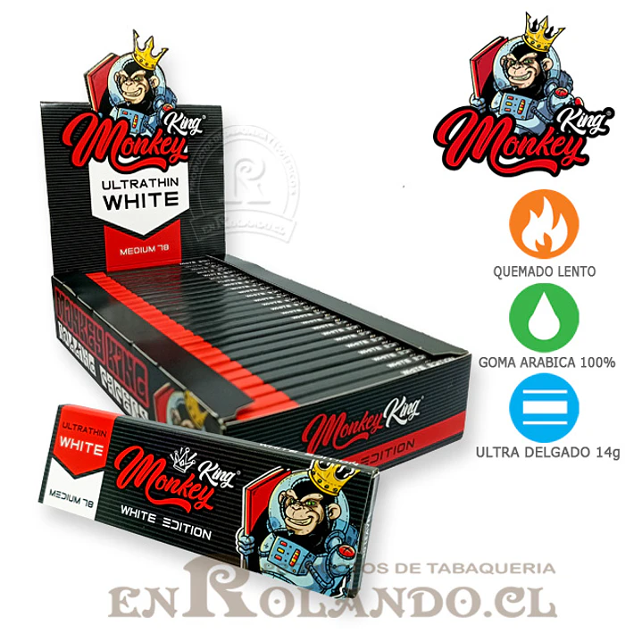 Papelillos Monkey King White 1 1/4 - Display 1