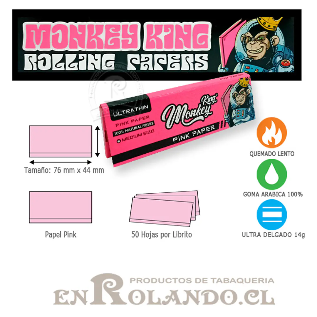 Papelillos Monkey King Ultrathin Pink 1 1/4 - Display 2