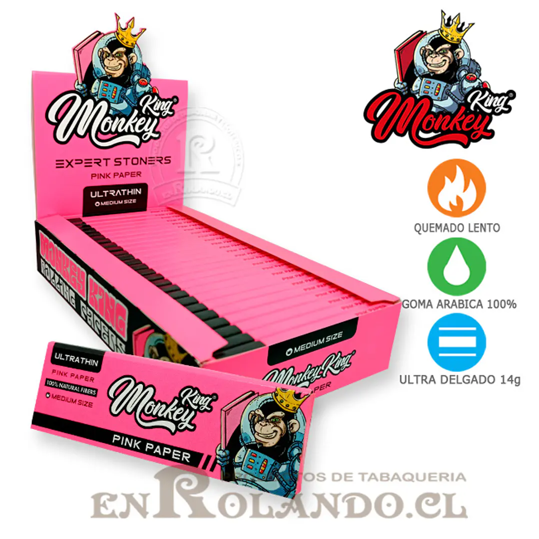Papelillos Monkey King Ultrathin Pink 1 1/4 - Display 1