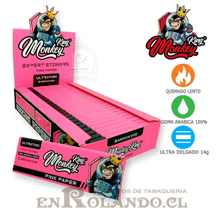 Papelillos Monkey King Ultrathin Pink 1 1/4 - Display 1