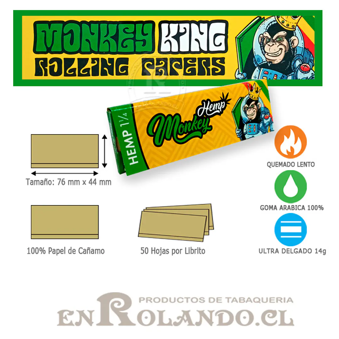 Papelillos Monkey King Organic Hemp 1 1/4 - Display 2