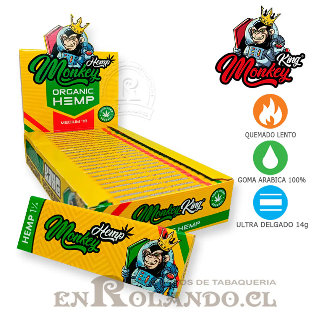 Papelillos Monkey King Organic Hemp 1 1/4 - Display 1