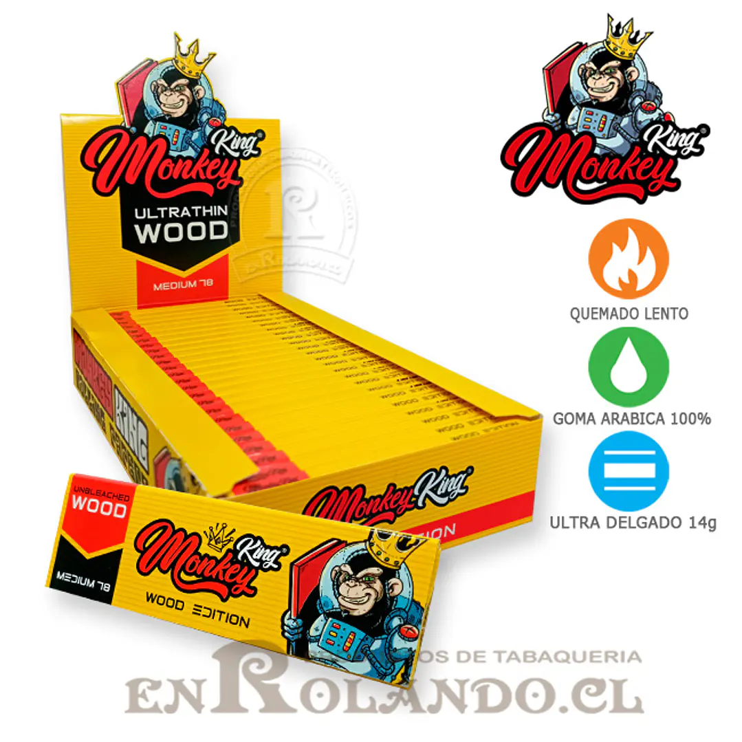 Papelillos Monkey King Ultrathin Wood 1 1/4 - Display 1