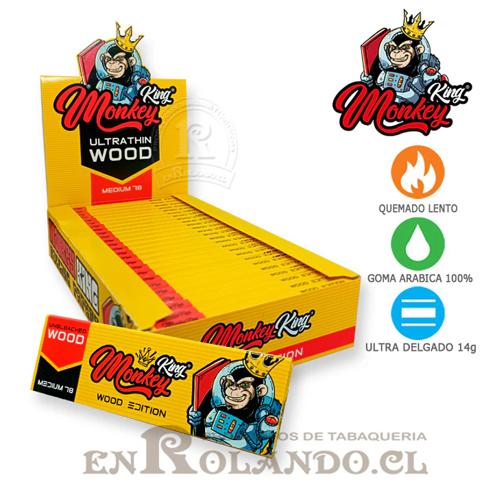 Papelillos Monkey King Ultrathin Wood 1 1/4 - Display 1