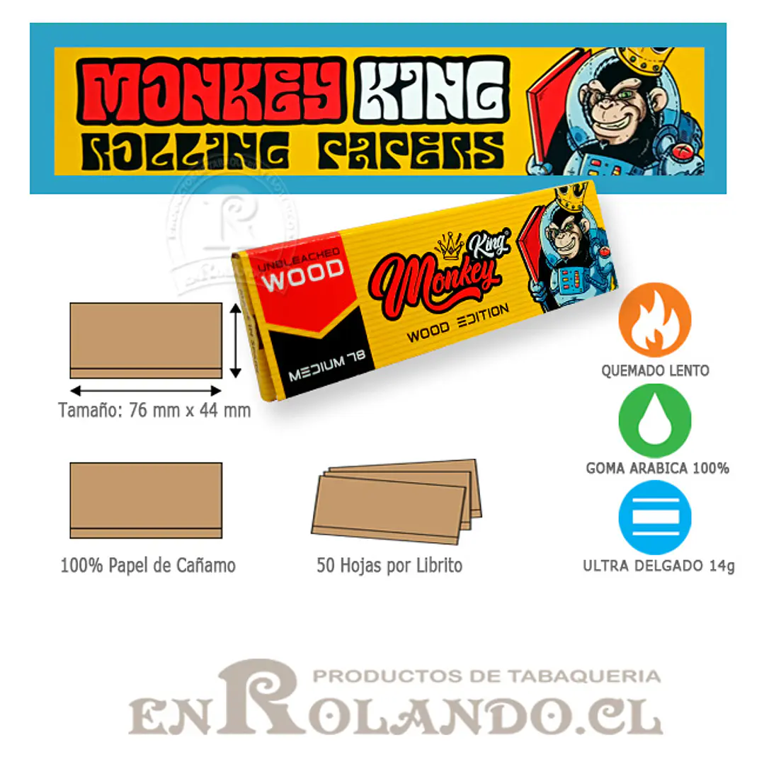 Papelillos Monkey King Ultrathin Wood 1 1/4 - Display 3