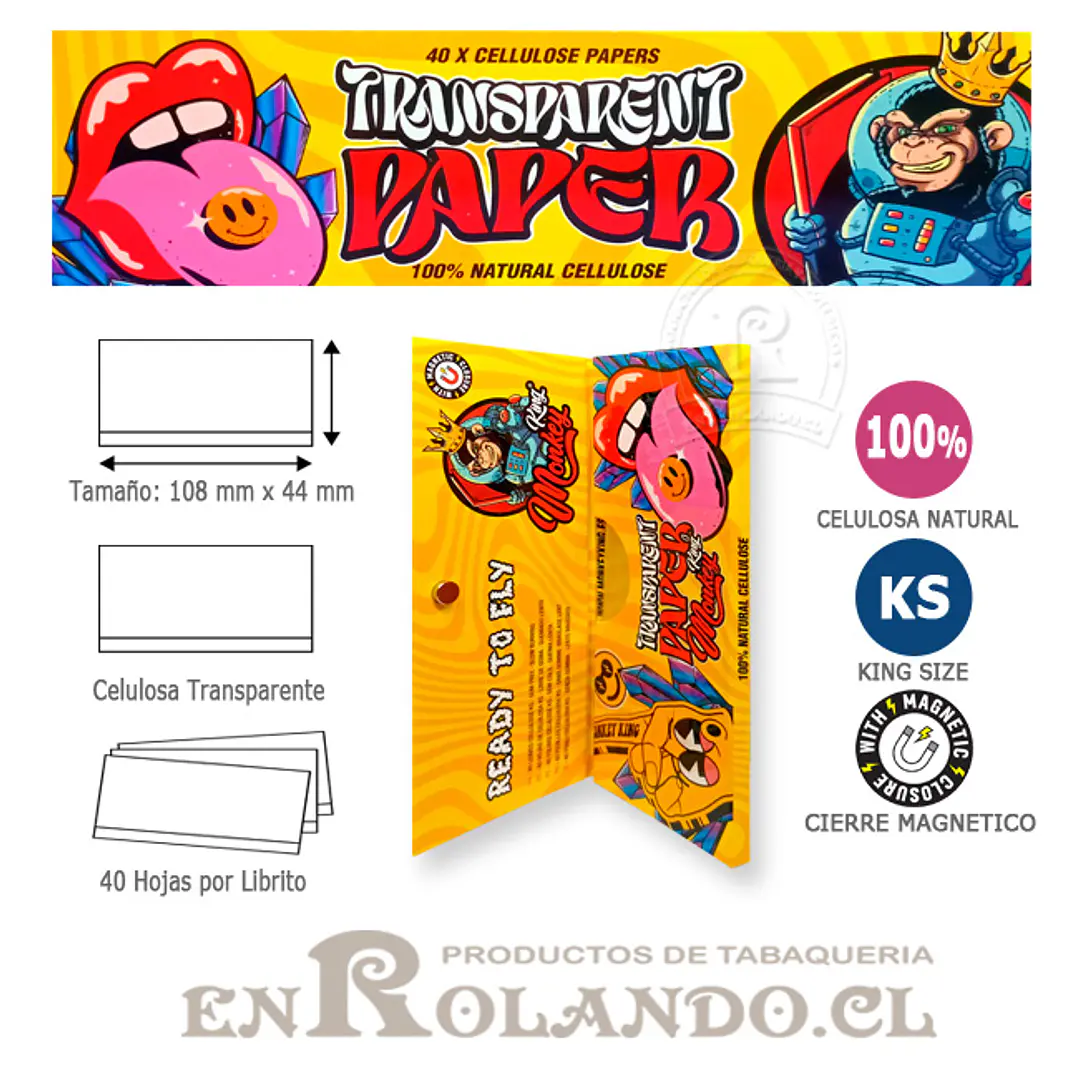 Papelillos Monkey King Celulosa King Size - Display  3