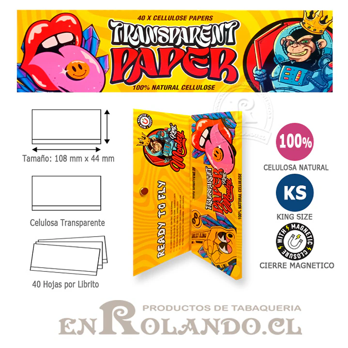 Papelillos Monkey King Celulosa King Size - Display  3