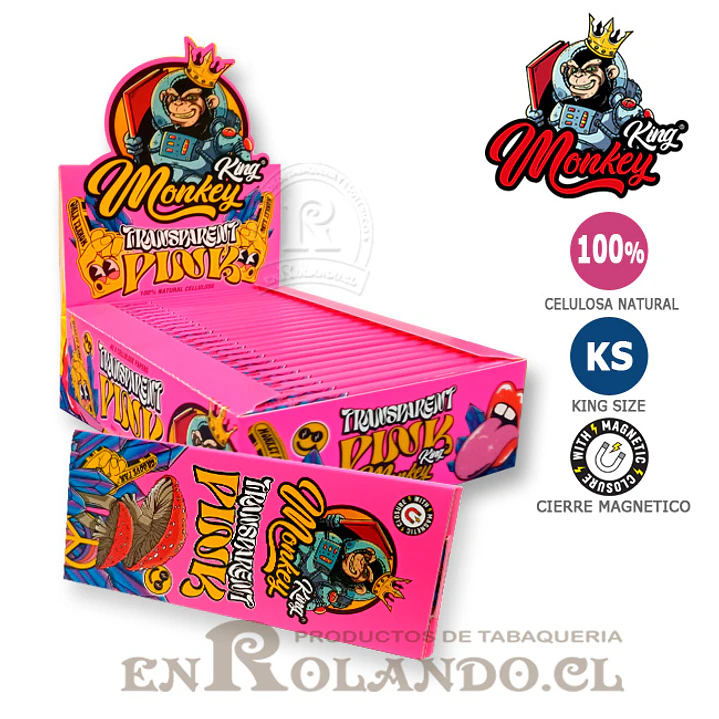 Papelillos Monkey King Celulosa Pink King Size - Display  1