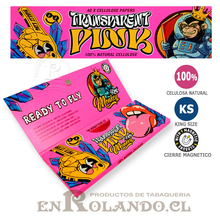 Papelillos Monkey King Celulosa Pink King Size - Display  2