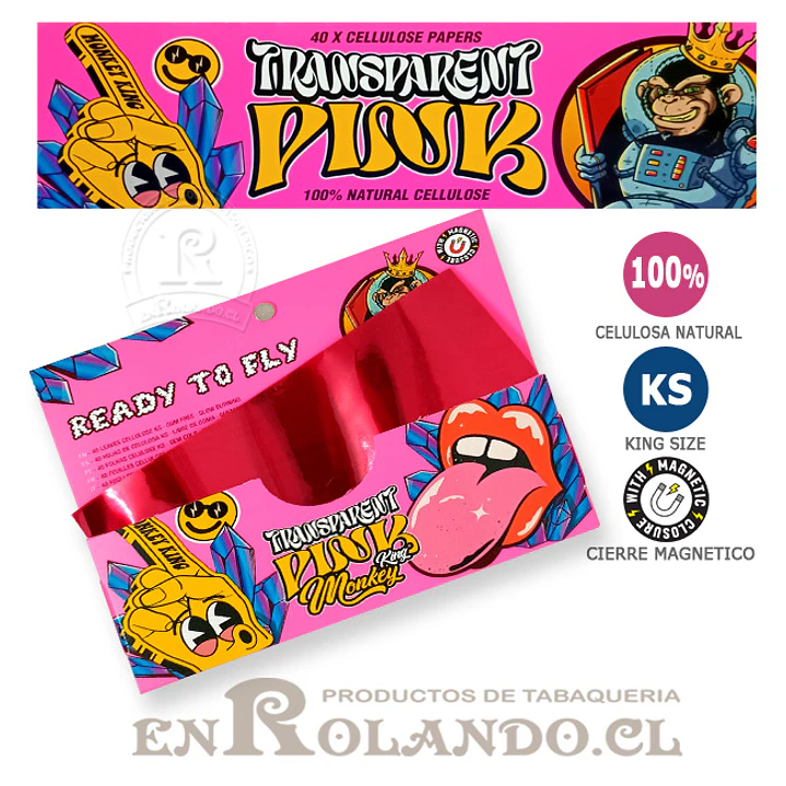 Papelillos Monkey King Celulosa Pink King Size - Display  4