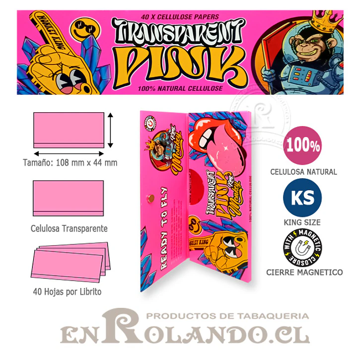 Papelillos Monkey King Celulosa Pink King Size - Display  3