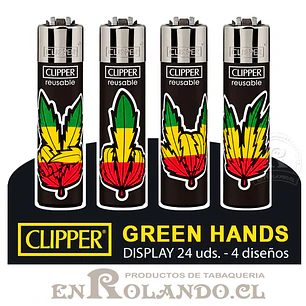 Encendedor Clipper Colección Green Hands - 24 Uds. Display