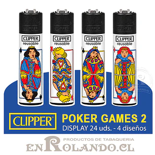 Encendedor Clipper Colección Poker Games 2 - 24 Uds. Display