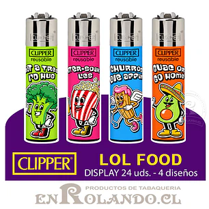 Encendedor Clipper Colección Lol Food - 24 Uds. Display