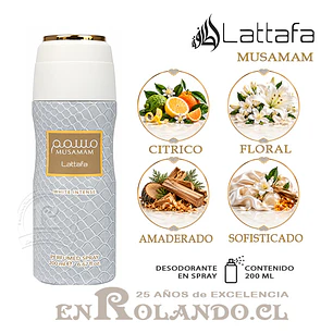 Lattafa Musamam White Intense Desodorante 200 ml ($3.490 x Mayor) 