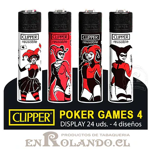 Encendedor Clipper Colección Poker Games 4 - 24 Uds. Display