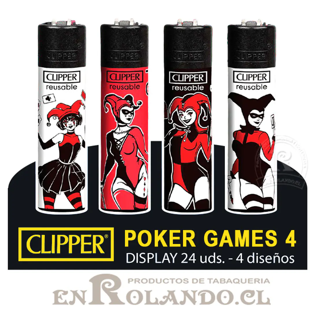 Encendedor Clipper Colección Poker Games 4 - 24 Uds. Display 1