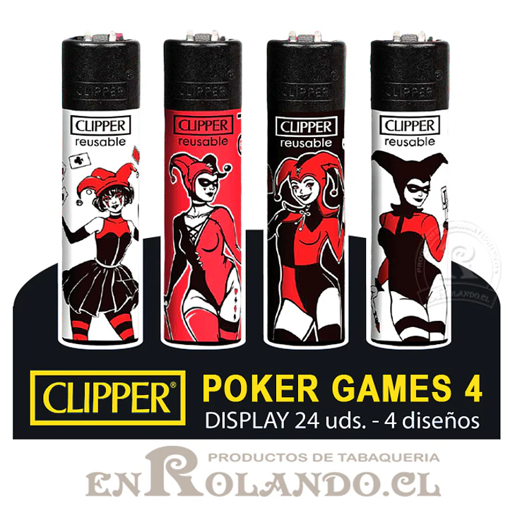 Encendedor Clipper Colección Poker Games 4 - 24 Uds. Display 1