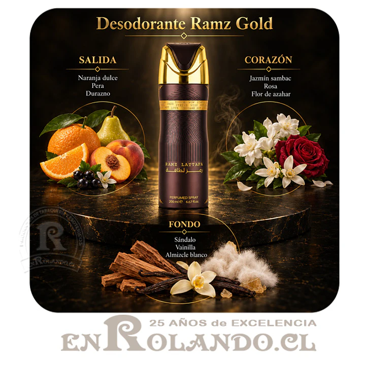 Lattafa Ramz Gold Desodorante 200 ml ($3.490 x Mayor)  2