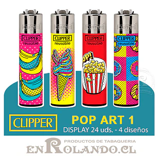 Encendedor Clipper Colección Pop Art 1 - 24 Uds. Display