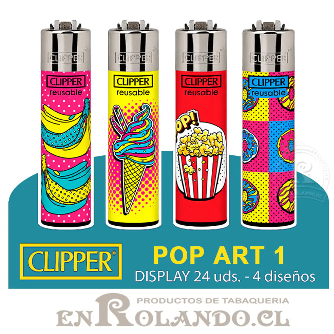 Encendedor Clipper Colección Pop Art 1 - 24 Uds. Display 1
