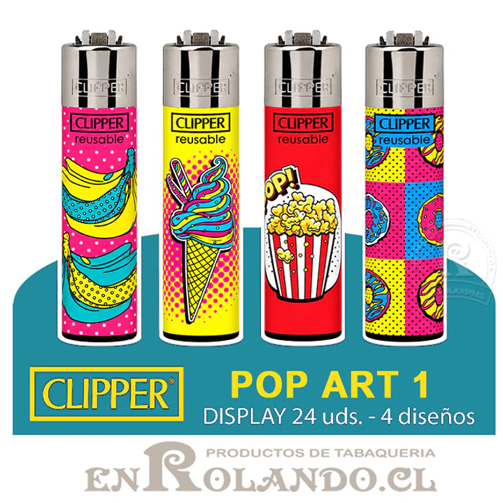 Encendedor Clipper Colección Pop Art 1 - 24 Uds. Display 1