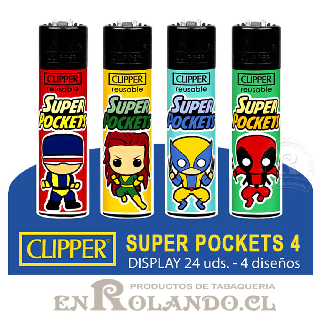 Encendedor Clipper Colección Super Pockets 4 - 24 Uds. Display 1